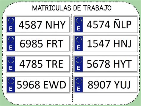 numeros de matrículas automovilistas.